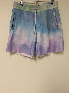 AMIRI Mint Green Tie-Dye Hoodie with Silver Logo Drawcord